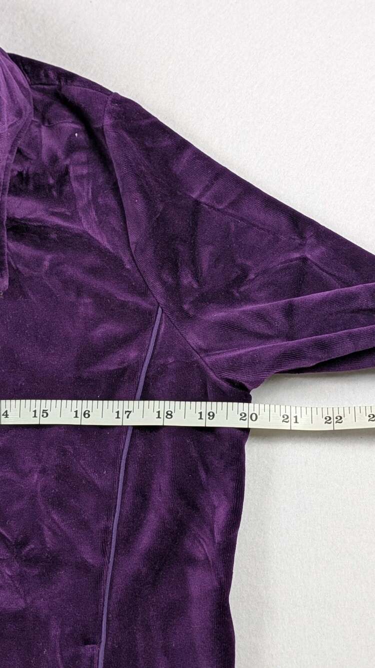 Lauren Ralph Lauren Purple Velour Zip-Up Jacket, Size L, Mob Wife Y2k - Picture 11 of 12